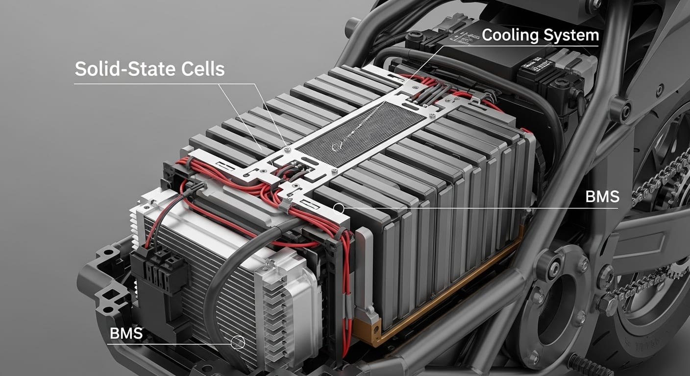 Solid-state battery pack for electric motorcycles