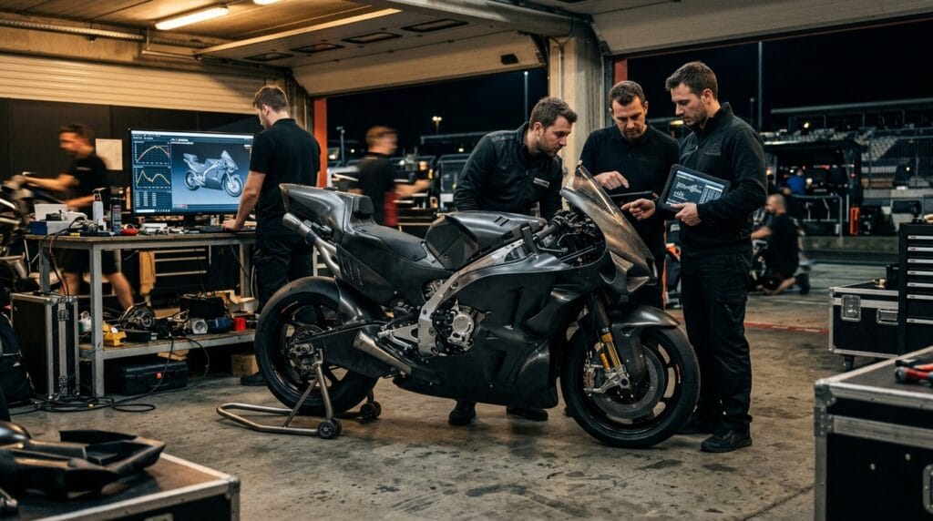 MotoGP prototype race bike prepared for the 2027 technical rules era
