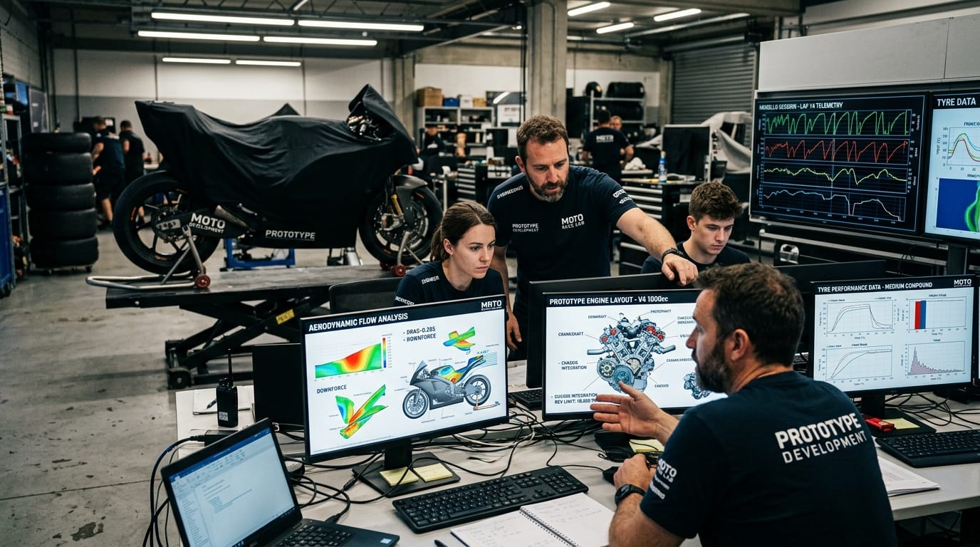 MotoGP engineers reviewing 850cc engine and aero development for 2027 regulations